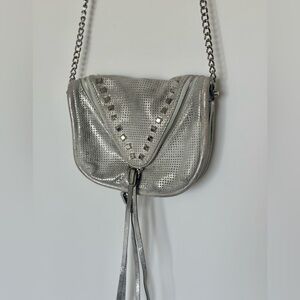 She + Lo silver leather crossbody bag